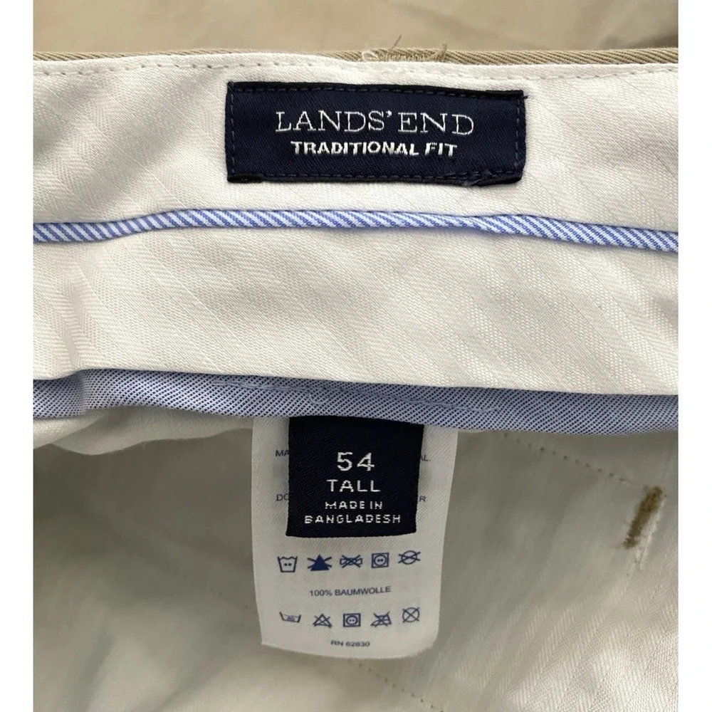 Lands' End Mens Khaki Traditional Fit Classic Mens Dress Pants Size 54 Tall (2)